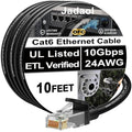Jadaol [UL Listed Snagless Cat6 Ethernet Cable 10 ft 10Gbps, PoE++, Black by Jadaol