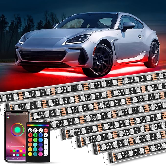 Nilight 8PCS Aluminum RGB Underglow LED Strip Lights with APP & Remote by Nilight