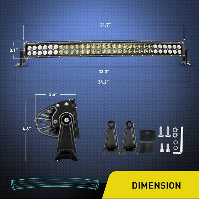 Nilight - 71013C-A 32" 180W Spot Flood Combo High Power LED Driving Lamp LED Light Bar Off Road Fog Driving Work Lights for SUV Boat Jeep Lamp,2 Years Warranty - Image 2