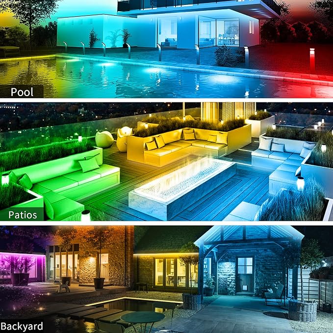 KSIPZE 50ft Outdoor led Strip Lights Waterproof IP68, RGB Outdoor led Lights with Button & Bluetooth App Control, Music Sync, Timer, Exterior Led Rope Lights for Decor Balcony, Roof, Garden, Pool - Image 6