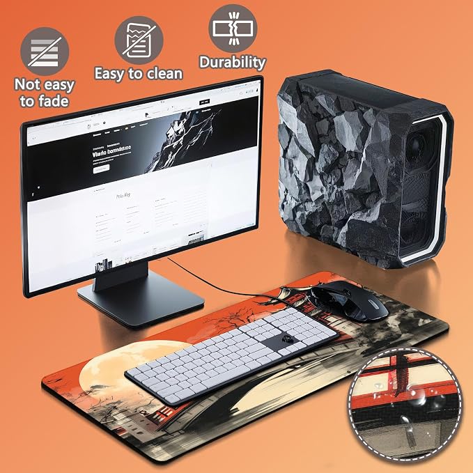 Mouse Pad Gaming - Desk Mat for Keyboard and Mouse - Large Mouse Pads for Desk, Gaming Mousepad with Non-Slip Base, Desks Pad (31.5" X 11.8") for Game, Office and Home - Image 4