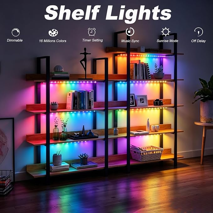 LED Strip Lights 6 Pre-Cut Led Light Strip with Remote & APP Dimmable,RGB Color Changing led Lights Strip for tv Backlight, Bookshelf Ligh, Bedroom, Display,Shelf,Cabinets(Multicolor, 6 Strip) - Image 8