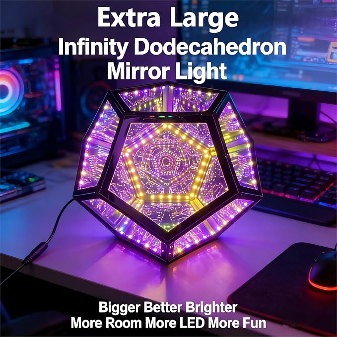 Extra Large Infinity Dodecahedron Mirror Light, RGBW Abyss Lamp - Image 2