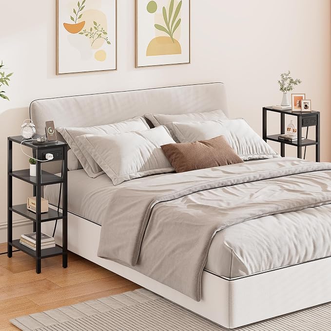 TUTOTAK Narrow Side Table Set of 2, Small End Table with Charging Station - Image 9