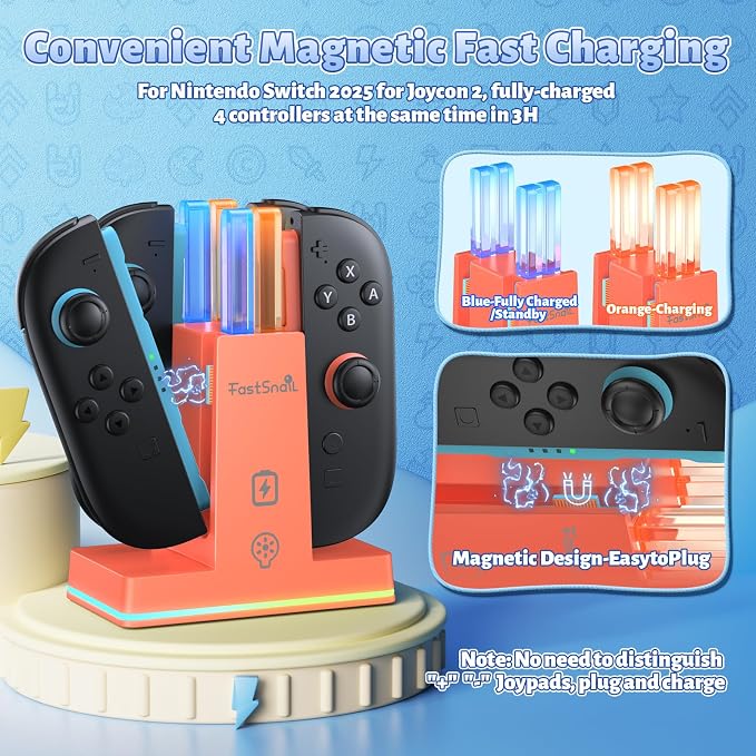 FASTSNAIL Switch 2 Controller Charger Dock for Nintendo Switch 2 for JoyCon - Image 3