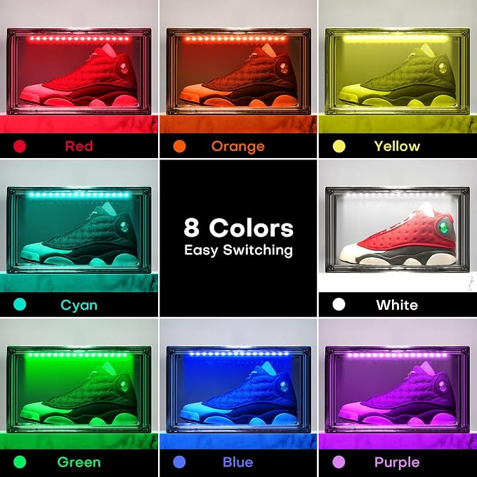 Oltraman LED Smart Shoe Boxes Display Case, Stackable Storage Organizers - Image 3