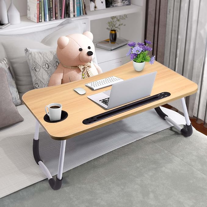 Slendor Foldable Lap Desk with Cup Holder for Bed, Couch, Floor - Image 2