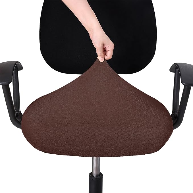 Smiry Office Computer Chair Seat Covers for Desk, Anti-dust Protector | Stretch Jacquard Removable Washable Desk Chair Seat Cushion Protectors, Light Chocolate - Image 5