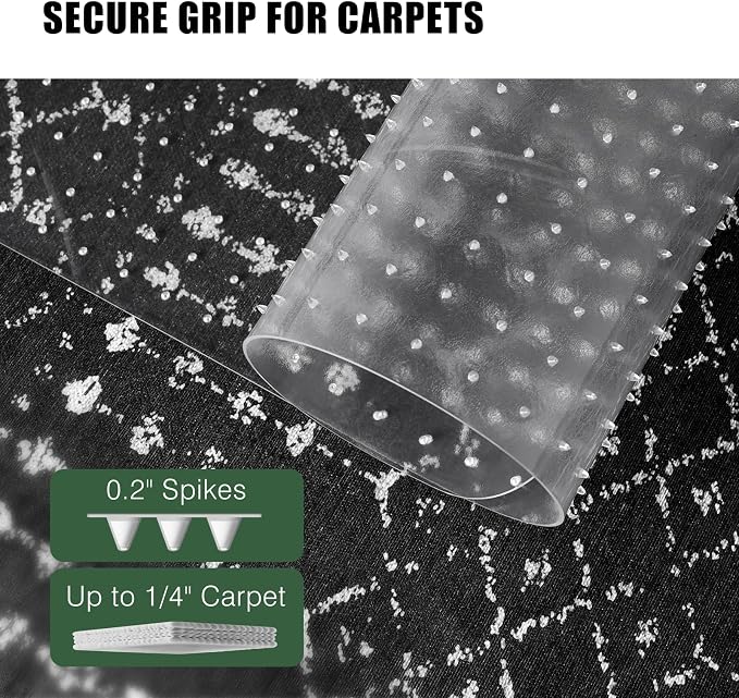 Chair Mat for Carpet, 36" x 48" Office Chair Mat for Carpeted Floors, Non-Slip Carpet Protector Floor Mat with Grips, Plastic Heavy-Duty Rolling Desk Mat for Home Office and Gaming (Clear) - Image 3