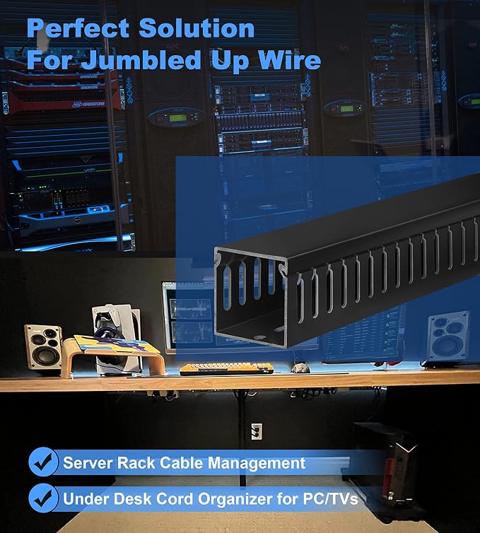 2" H x 2" W Cable Raceway, 99in Under Desk Wire Management Channel, Black - Image 5