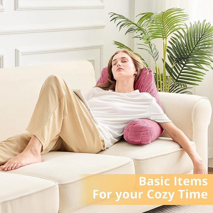 Sasttie Reading Pillow for Bed, Back Pillow for Sitting Up, Rose Pink - Image 9