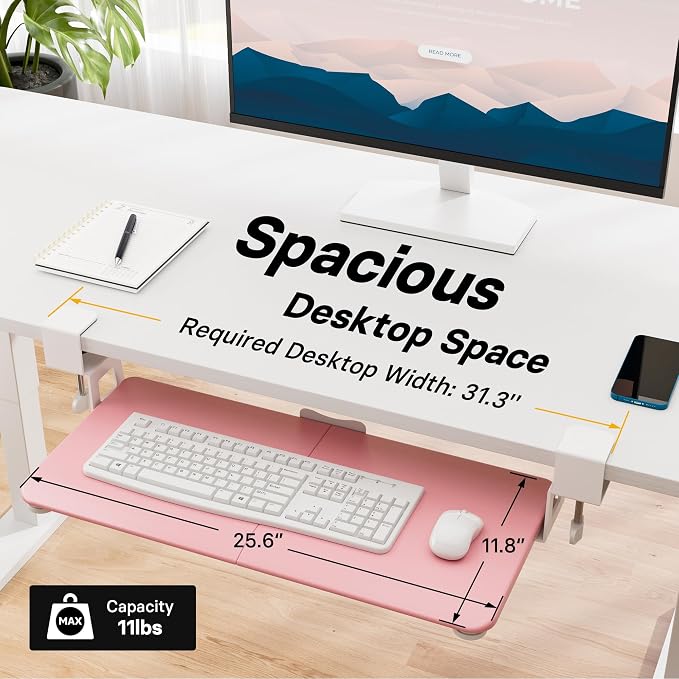 BONTEC Under Desk Keyboard Tray, Pull-Out Keyboard & Mouse Platform - Image 4