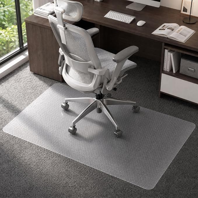 Office Chair Mat for Carpets, 48" x 36" Clear Carpet Protector Mat with Rounded Non-Sharp Studs, Durable Desk Chair Mat for Home Office and Gaming Room by SHAREWIN