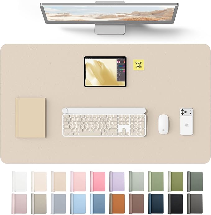 YSAGi Leather Desk Protector, Office Mat, Large Mouse Mat, Non-Slip PU Leather Blotter, Laptop Desk Mat, Waterproof Writing Pad for Office and Home(Eeggshell, 40" x 24") by YSAGi