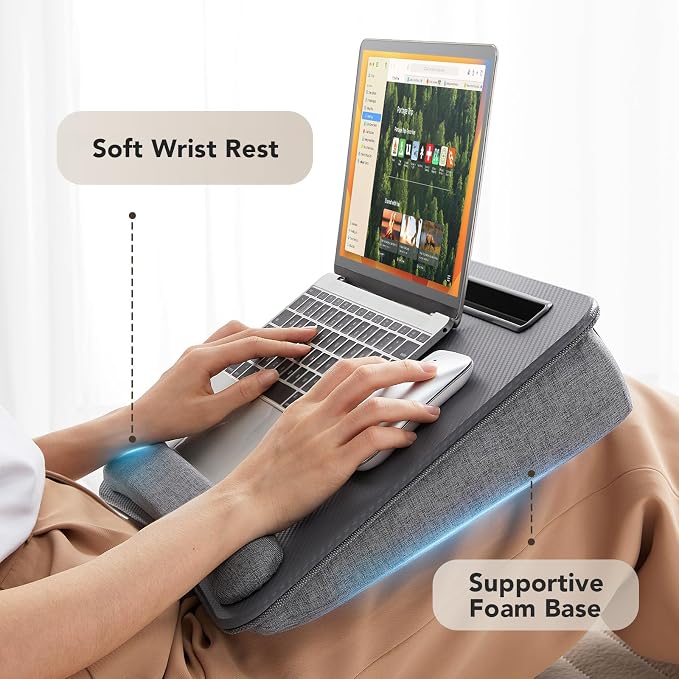 HUANUO Laptop Lap Desk with Cushion, Fit up to 15.6" Laptop, Gray - Image 4