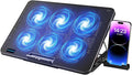 LIANGSTAR Laptop Cooling Pad, Laptop Cooler with 6 Quiet Fans for 12-17 Inch Notebook Gaming Fan Stable Stand, 7 Height & Wind Speed Adjustable, 2 USB Port & Phone Holder (Black) by LIANGSTAR