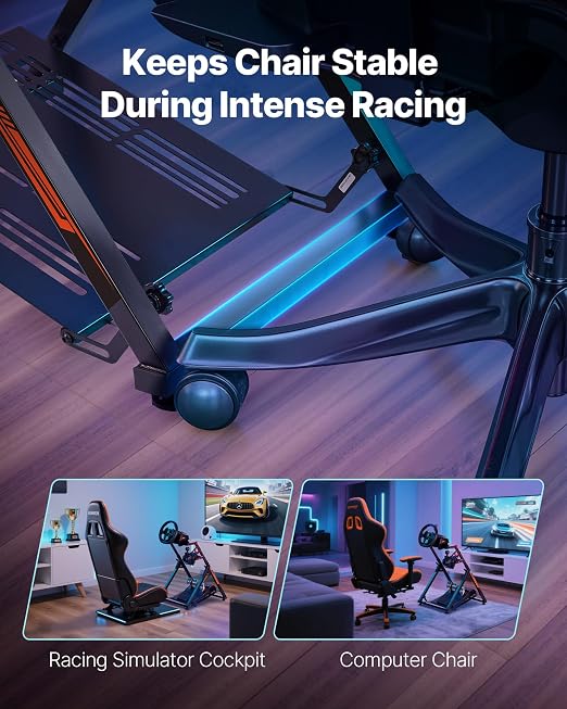 VEVOR Racing Wheel Stand, Adjustable & Foldable Simulator Stand for Logitech G923 G920 G29 G27, Thrustmaster T300RS TX F458 T500RS T3PA-PRO(F1/GT) Gaming Cockpit,Pedals Simulator NOT Included,Compact - Image 5