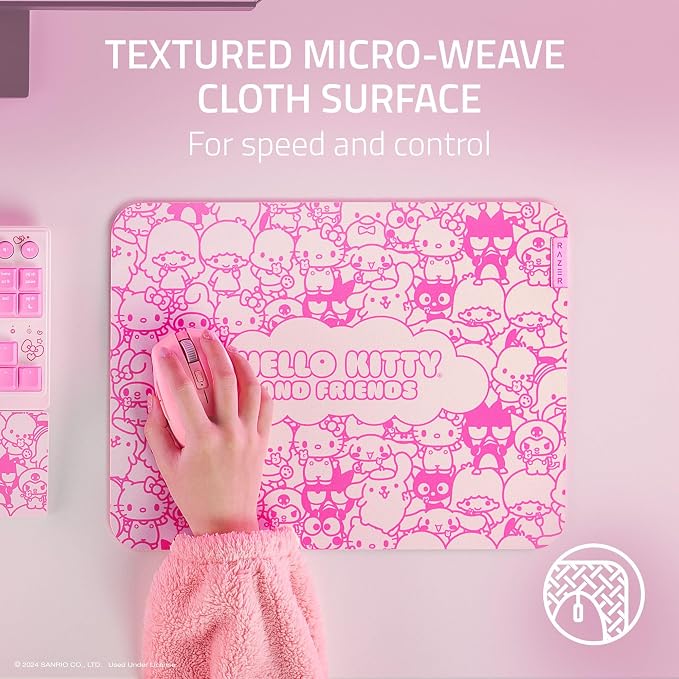 Razer Gigantus V2 Cloth Gaming Mouse Pad (M), Hello Kitty & Friends Edition | Textured MicroWeave Cloth Surface, Thick, High-Density Rubber Foam, Non Slip Base - Image 2