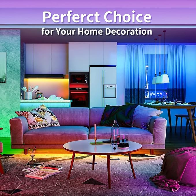 REEMEER Led Lights 100ft Smart APP Control Music Sync Strip Lights RGB Color Changing Strips with Remote, for Bedroom Kitchen and Party - Image 5