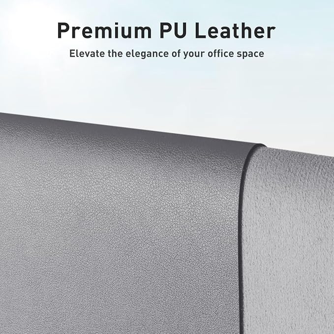 Aothia Faux Leather Desk Mat – Large Mouse Pad, Non-Slip PU Leather Blotter, Waterproof Writing Surface for Office and Home (Light Grey, 47.2" x 23.6") - Image 2