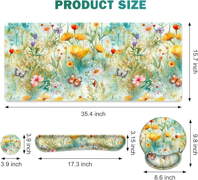 Gaming Mouse Pad, Large Desk Mat, Cute Desk Pad Protector 4in1 XXL Mousepad - Image 2