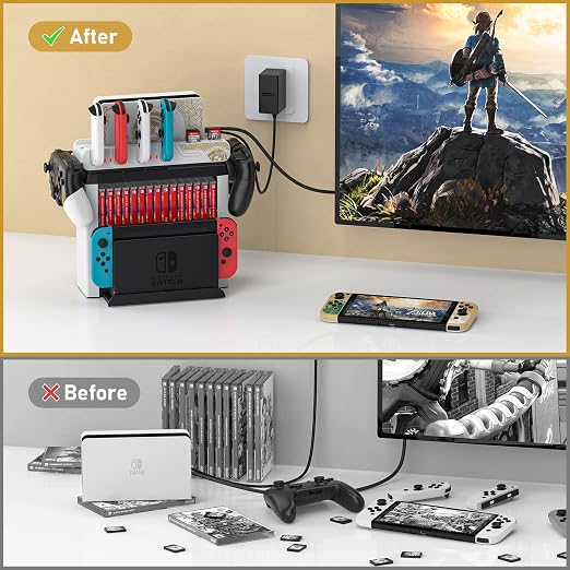 Switch Games Organizer Station with Controller Charger, Charging Dock for Nintendo Switch & OLED Joycons, Switch Mounts, Brackets & Stands for Games, the Legend of Zelda: Tears of the Kingdom Edition - Image 5