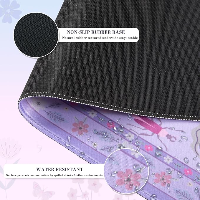 iCasso Purple Large Mouse Pad, Desk Matt for Desktop | XXL Desk Mat for Keyboard and Mouse, Anti-Slip Big Mousepad Computer Mat with Stitched Edges - Image 4