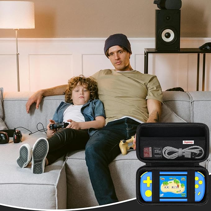 Supmay Carrying Case Compatible with CCTU / TEBIYOU Kids Handheld Games Preloaded 218 Retro Video Games, Portable Gaming Electronic Toys Storage Holder Travel Bag with Mesh Pocket for USB Cable, Black - Image 7