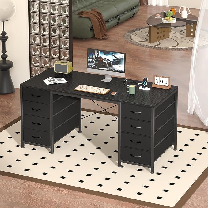 50 Inch Computer Desk with 8 Drawers for Home Office, Bedroom, Living Room - Image 9