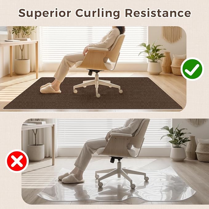 Sycoodeal Office Chair Mat for Hardwood Floor,Slip Resistant Floor Mat for Rolling Chairs,Easy to Clean,Large Floor Protector Office Computer Gaming Chair,Coffee(36"x48") - Image 5