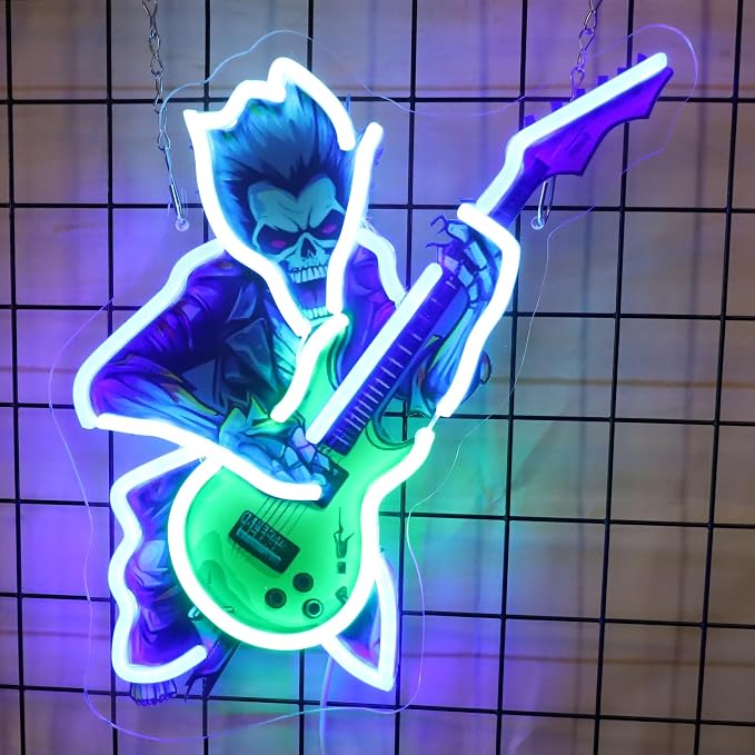 Zombie Playing Electric Guitar Neon Sign Music Led Light Up Sign Pop Art With UV Printed background Room Wall Decor Man Gaming Room, Kids Room, Bar Decoration, Birthday Party Gifts - Image 2