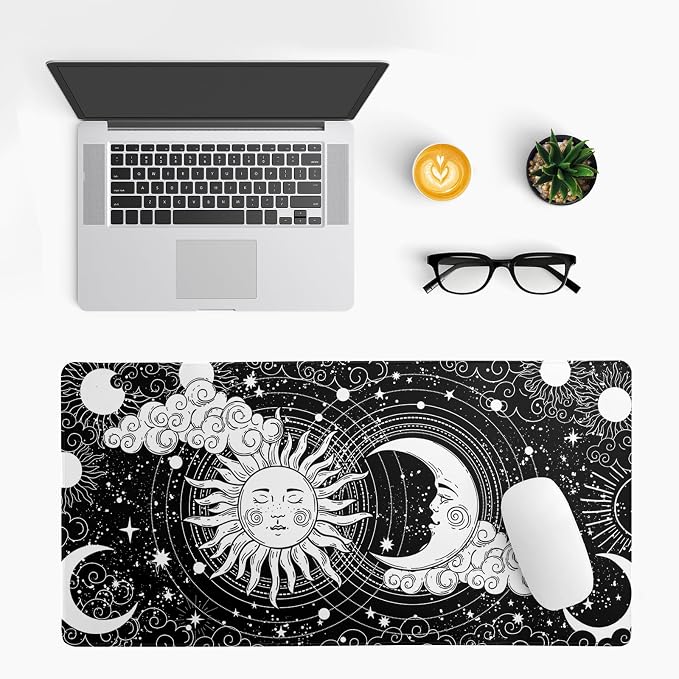 Magic Astrology Extended Big Mouse Pad Large, Gaming Mouse Pad Desk Pad,27.6x11.8 Inch Long Computer Keyboard Mouse Mat Black Mousepad with 3mm Non-Slip Base and Stitched Edge for Gaming and Office - Image 3