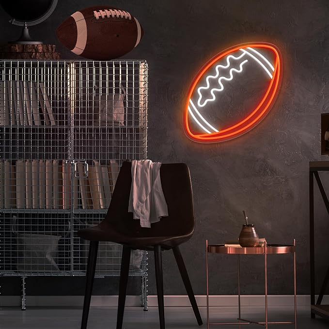 CULOIS Football Neon Sign for Wall Decor,Football-Shaped Neon Light, Football LED Signs for Man Cave, Teens, Boys, and Girls' Bedrooms and Game Rooms. Neon Wall Signs Gift for Football Fans Teens - Image 2