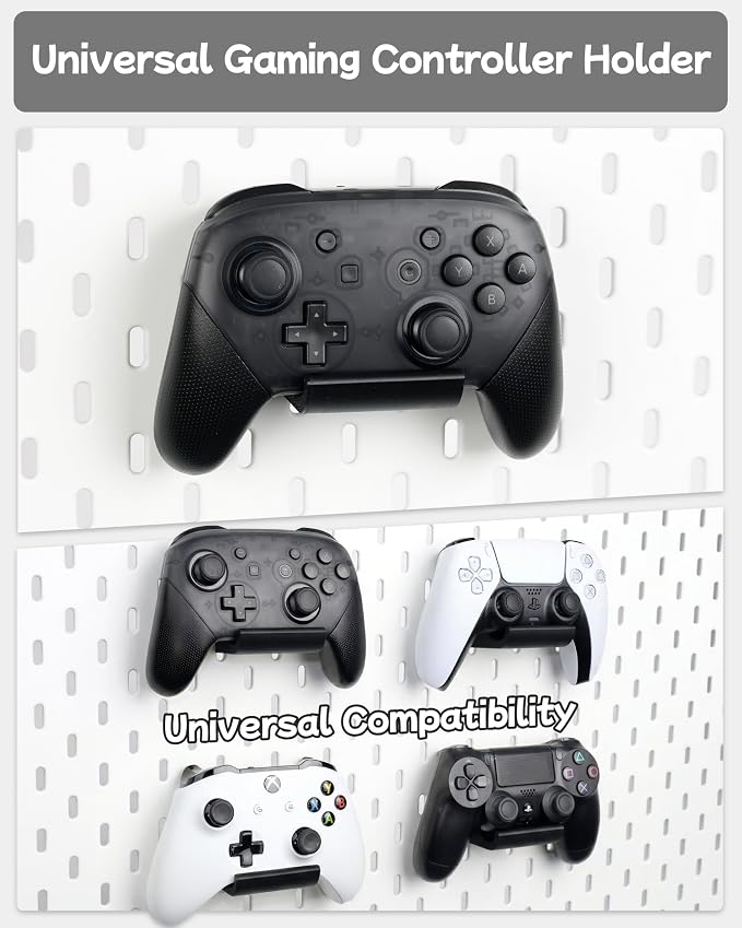 Pegboard Storage Set Compatible with Switch | 4PCS | Black | for NS1, Switch PRO controller and Console Dock, Joycon Holder Compatible with SKADIS Pegboard - Image 5