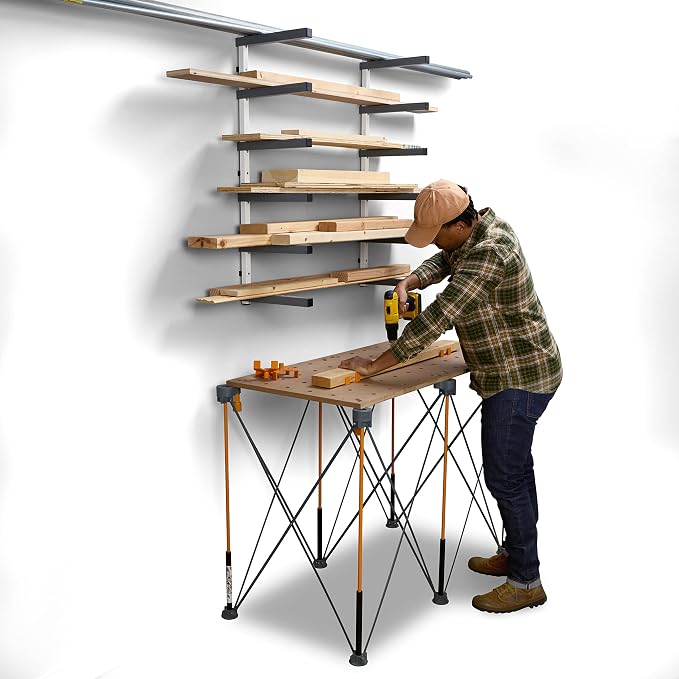 Bora 6 Level Lumber Storage Rack Wood and Garage Organization Space Saving Metal Shelf for Pipes, Boards, Plywood, and Building Materials - PBR-0620 White Gray - Image 9