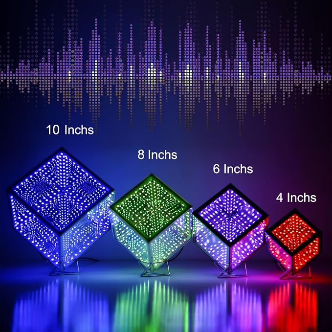 Infinity Mirror Hyper Cube Table Lamp, Desk Art Mood Light - Image 4