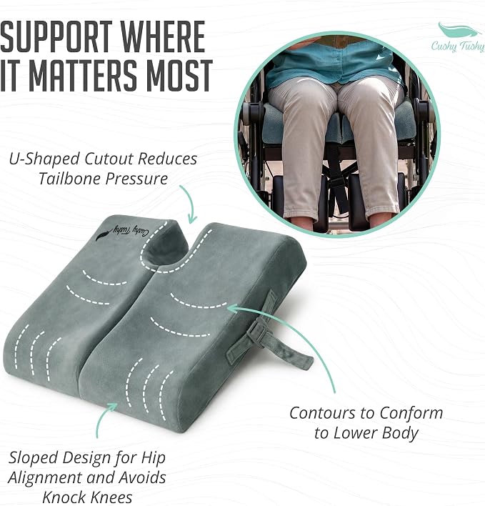 Cushy Tushy Premium Foldable Wheelchair Cushion - for Relief of Lower Back, Sciatic, Butt and Tailbone Pain - for Home & Office Use, Perfect for Travel or Driving - Gray Coccyx Seat Cushion - Image 6