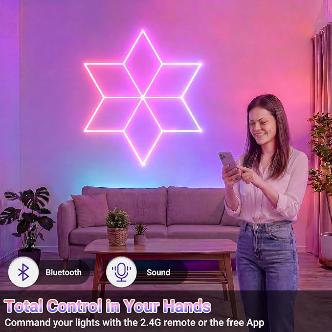 RGB Hexagon Lights - Music Sync Mode Hexagon Lights with App & Remote Control, RGB Light for Gaming Room, Workshop, Gym, Club, Bar, Parties Decoration - Image 6
