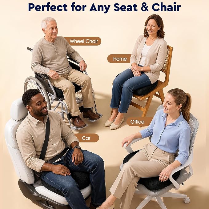 TushGuard Seat Cushion, Memory Foam Office Chair Cushion - Grey, XXX-Large | for Car Seat, Airplane, Desk Chair - Sciatica & Hip & Coccyx Pain Relief Cushion for Long Sitting Office Workers, Car Drivers - Image 7