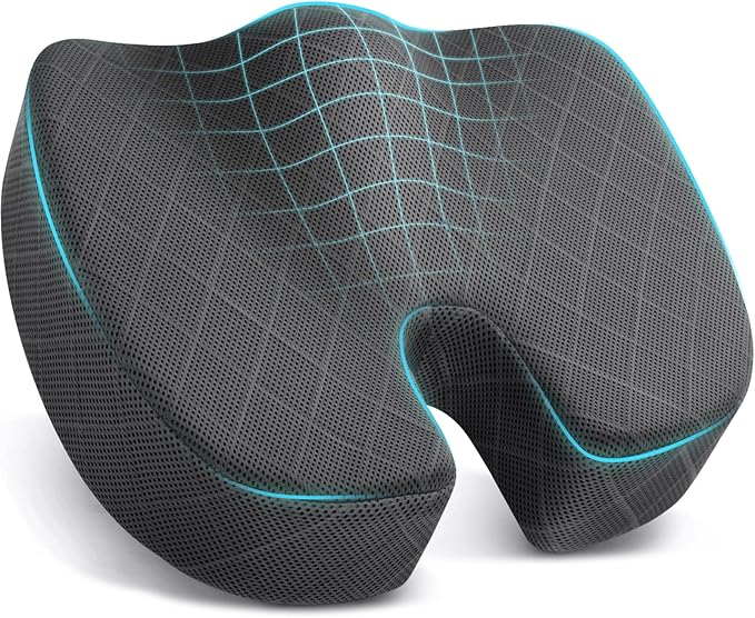 TushGuard Seat Cushion - Memory Foam Cushion for Office Chair, Car Seat, Airplane, Bleacher - Sciatica & Hip & Coccyx Pain Relief Cushions for Long Sitting Office Workers, Car Drivers (Grey, X-Large) | for Car Seat, Airplane, Desk Chair - Sciatica & Hi... by TushGuardSeatCushonsPillows