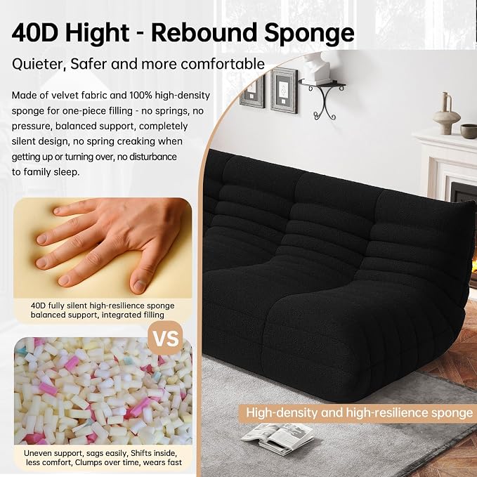 WHGBJA Oversized Bean Bag Chair for Adults with Memory Foam 3 Seater Couch | Floor Sofa Couch for Gaming, Reading, Bedroom, Living Room, Comfy, Boneless, Ergonomic - Image 4
