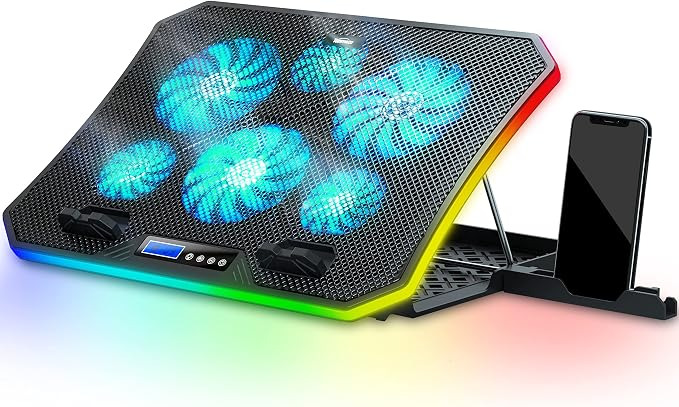 TopMate C12 Laptop Cooling Pad RGB Gaming Notebook Cooler for Desk/Lap Use by TopMate