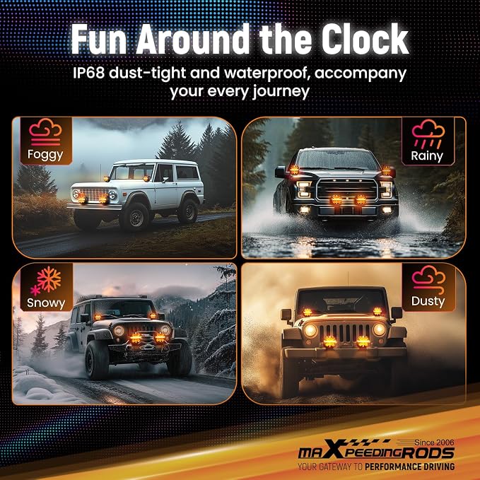 maXpeedingrods 7in 332W LED Off Road Lights w/7 RGB Colors 270°Side Shooter - Image 4