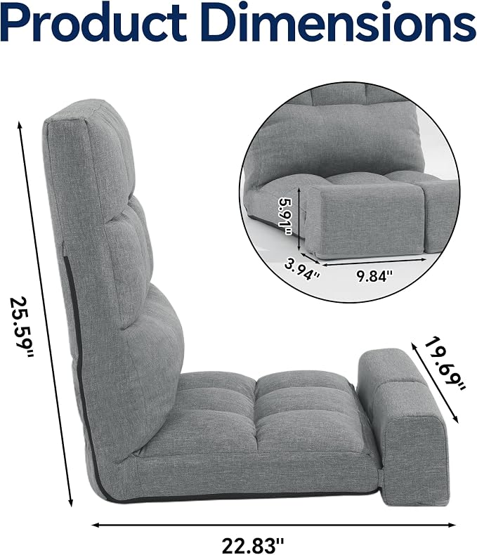 BALAPET Floor Chair with Back Support and Movable Leg Cushions | Multi-Angle Adjustable Backrest, Lumbar Support, For Gaming, Reading, Relaxing, Napping，22.8 x 19.7 x 25.6 in - Image 2
