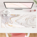 QiyI PU Leather Large Mouse Pad, 31.5" x 11.8", Gold Grey Striped | Desk Décor Accessories, Extended Size, Waterproof & Easy to Clean, Smooth Surface, Non Slip Desk Organization by QIYI