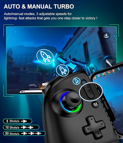 Mocagen Mobile Gaming Controller, MC2 Phone Controller for iPhone/Android/Switch/Oled/Switch 2 with Programmable/Hall Effect Joysticks & Analog Triggers/RGB Light - Image 6