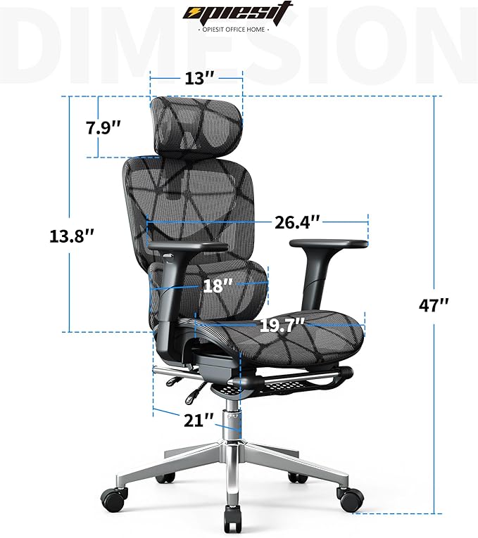 Mesh Office Chair,Ergonomic Computer Chair,Adjustable Lumbar High Back Desk Chair 400lbs,4D Adjustable Armrests & Removable Headrest,Breathable Mesh Chair for Adults,Home Gaming & Workplace(Black) - Image 3