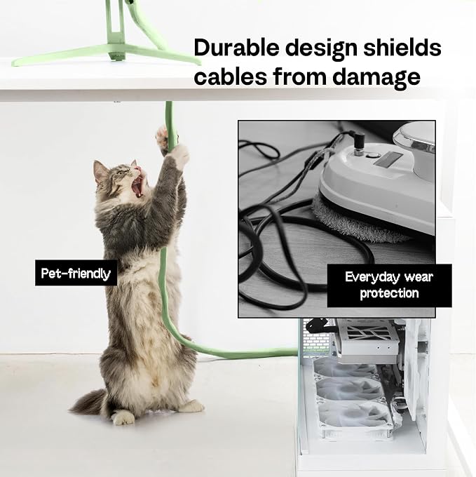 Pixio 10FT Tubing Cable Sleeve – Mint Green 1/2 inch Flexible Cable Management Sleeve for PC, Gaming, TV & Office, Wire Organizer for Desk Cable Cleanup - Image 3