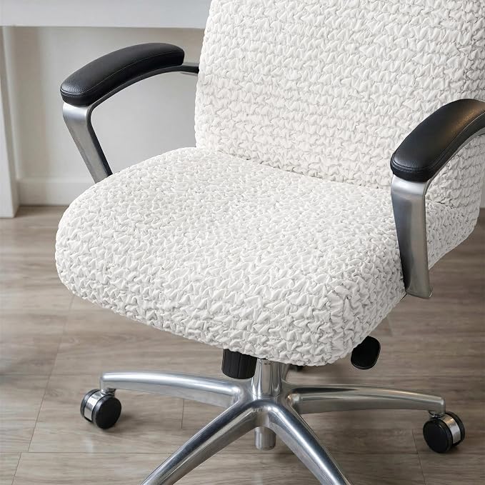 PAULATO BY GA.I.CO. Stretch Office & Gaming Chair Cover – Breathable Desk Computer Armchair Slipcover with Zipper – Bi-Elastic Stretchable Protector Machine Washable – Crisp White (Office Chair) - Image 6
