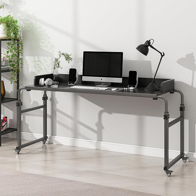 LINGMI Overbed Table with Wheels, Bed Desk Recliner Table(Black) - Image 8